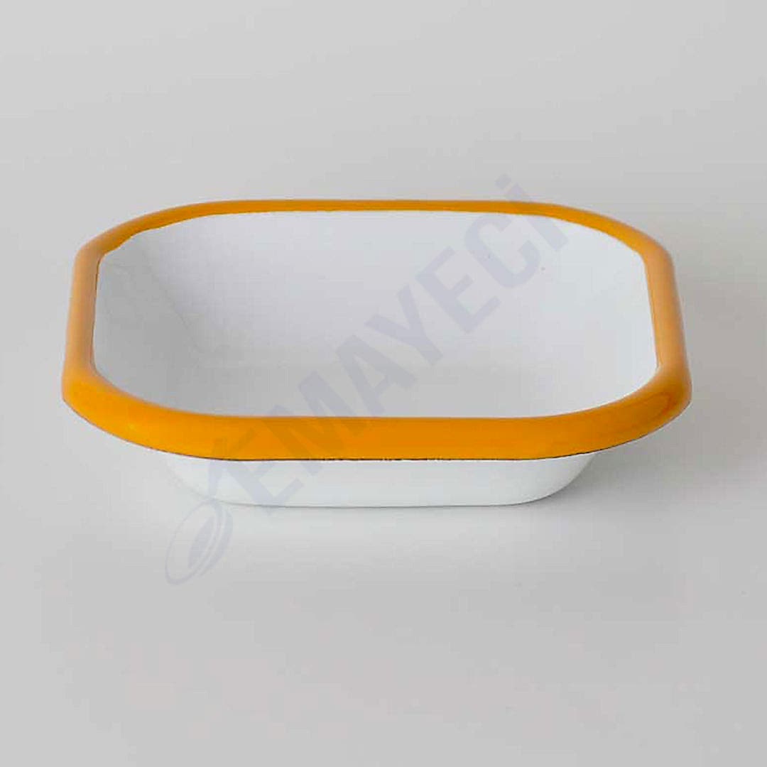 Emaye Mini Kare Meze Tabağı Oksit Sarı