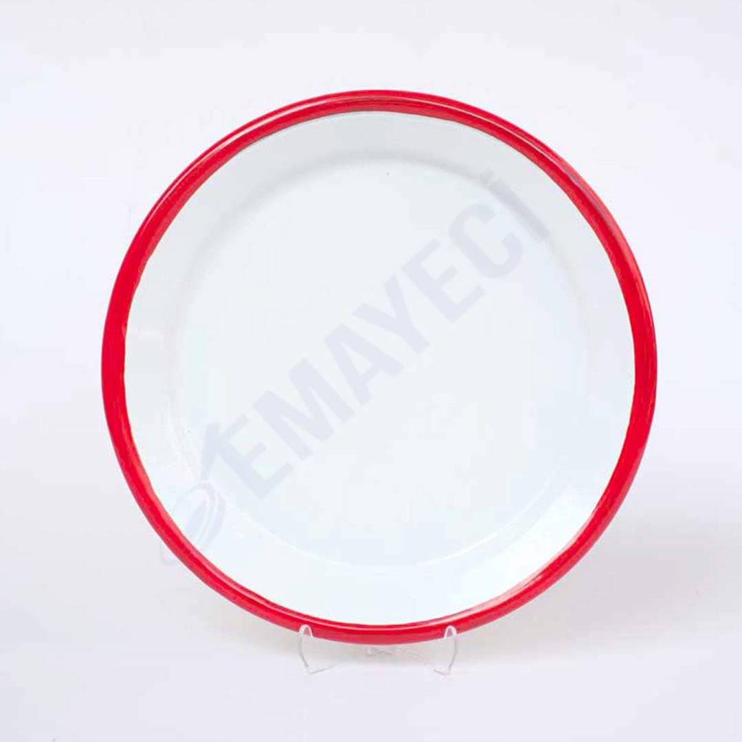 Emaye Servis Tabağı 25 cm Kırmızı