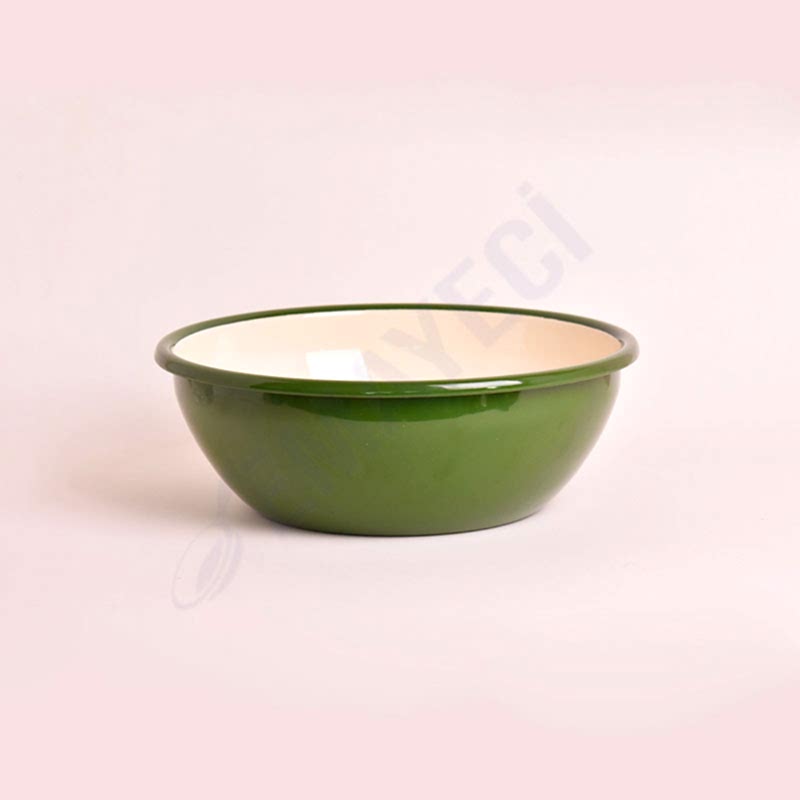 Emaye Kase 26 cm Asker Yeşili