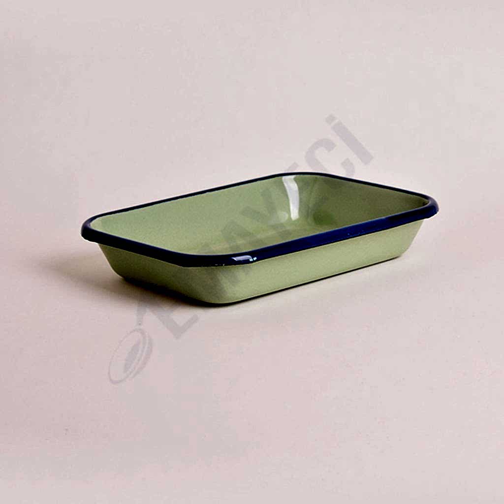 Emaye Meze Tabağı 21 x 16 cm Mavi Kordonlu
