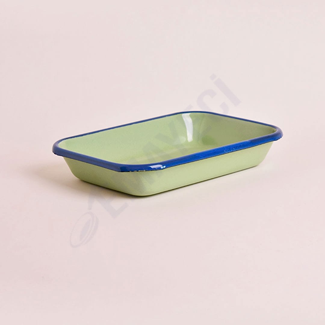 Emaye Meze Tabağı 21 x 16 cm Mavi Kordonlu