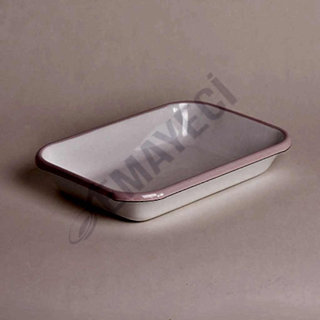 Emaye Meze Tabağı 21 x 16 cm Pembe Kordon