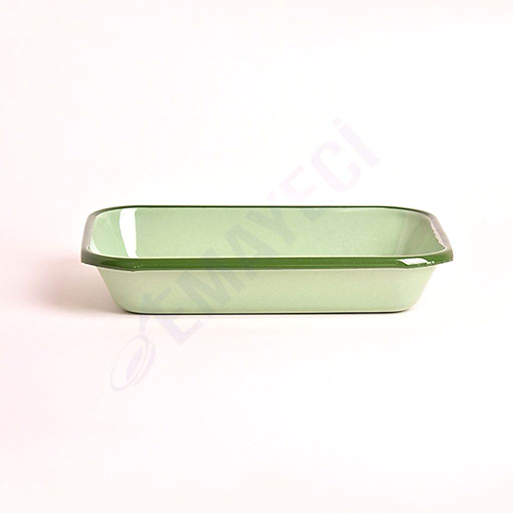 Emaye Meze Tabağı 21 x 16 cm Yeşil Kordonlu