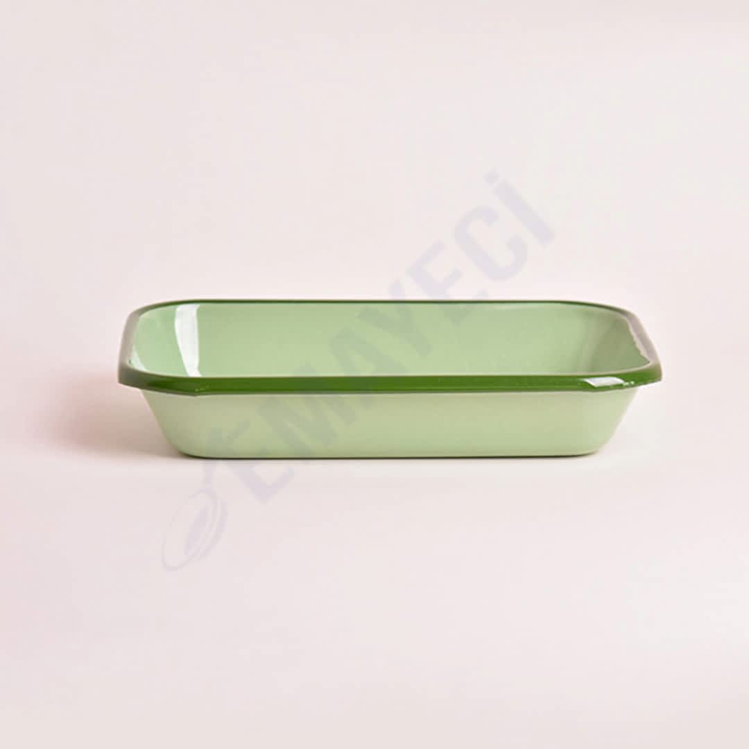 Emaye Meze Tabağı 21 x 16 cm Yeşil Kordonlu