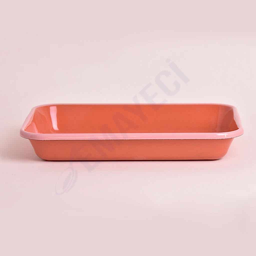 Emaye Meze Tabağı 26 x 18 cm Kiremit Pembe