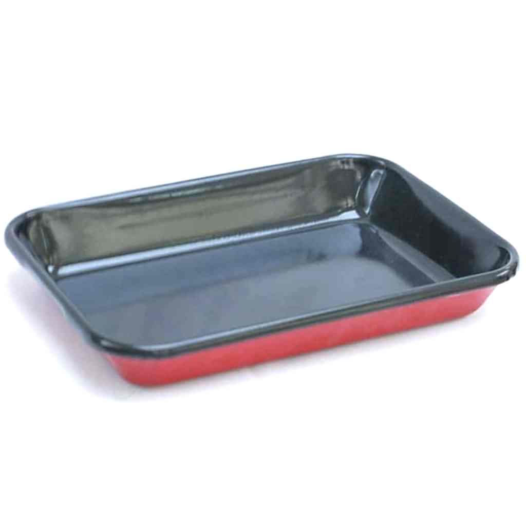 Emaye Meze Tabağı 26 x 18 cm Kırmızı Siyah