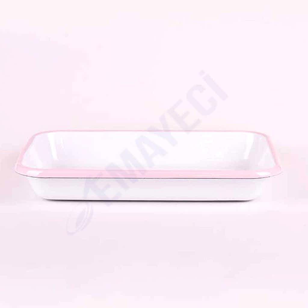 Emaye Meze Tabağı 26 x 18 cm Pembe