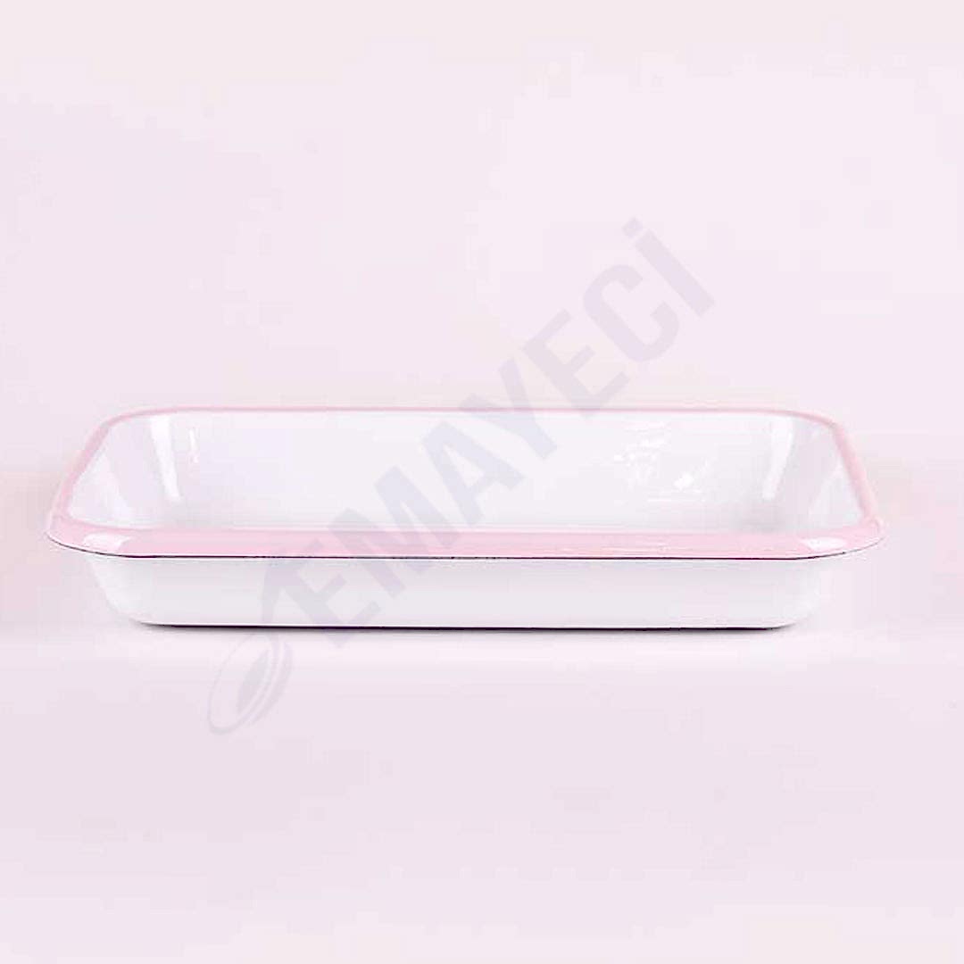Emaye Meze Tabağı 26 x 18 cm Pembe