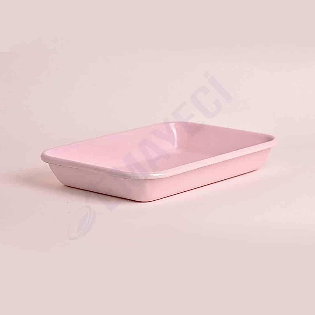 Emaye Meze Tabağı 26 x 18 cm Pembe2