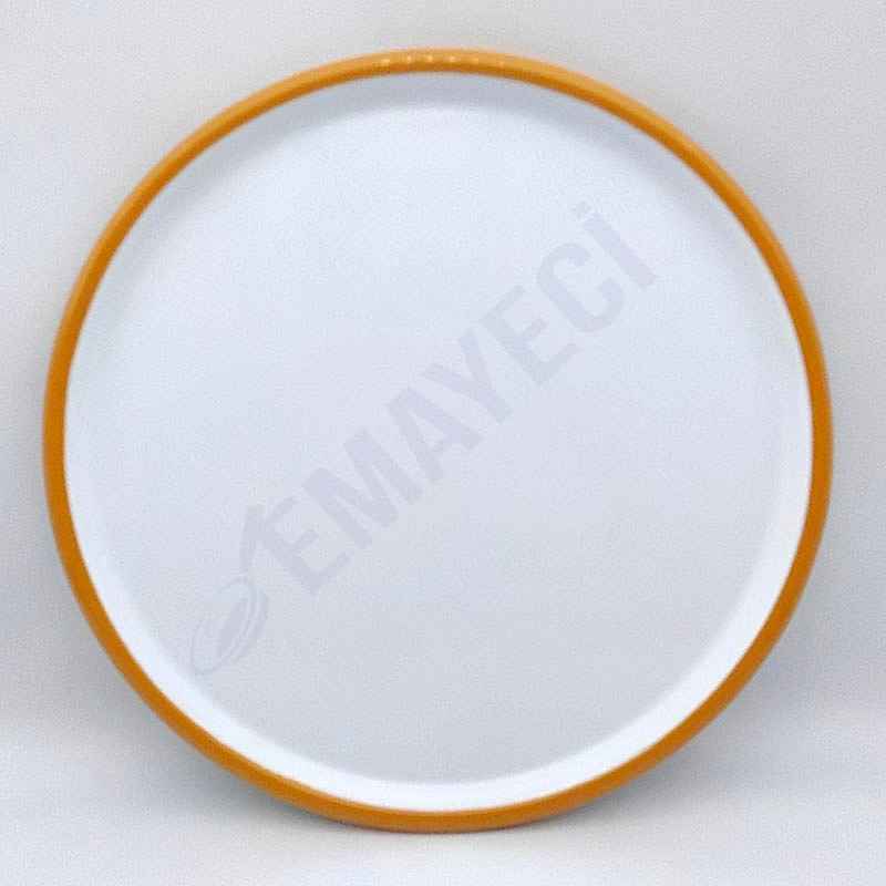 Emaye Pizza Tabağı Beyaz Sarı