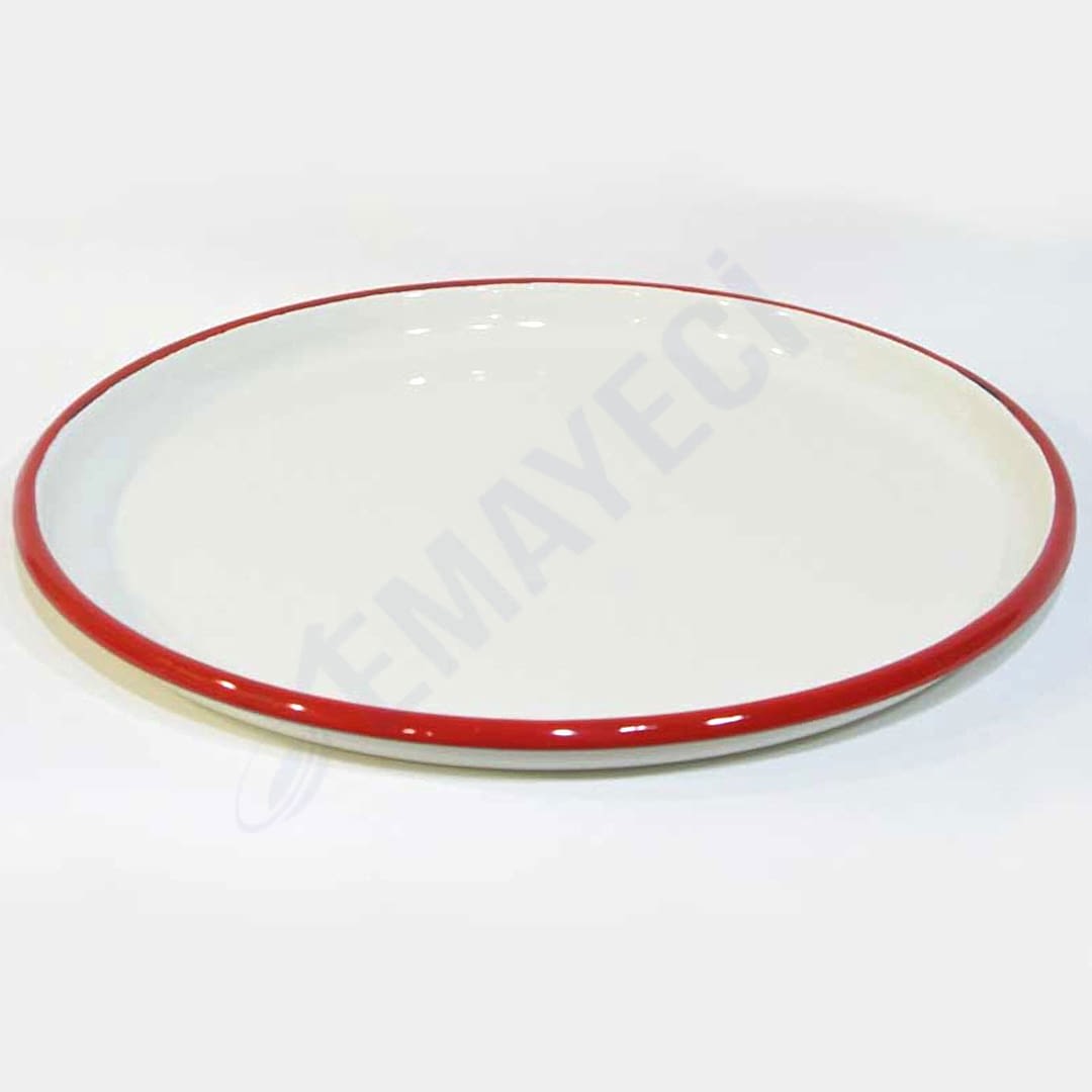 Emaye Pizza Tabağı 32 cm Kırmızı