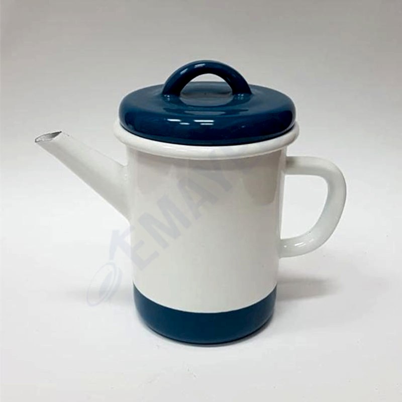 Emaye Silindir Demlik 850 ml Beyaz Laci