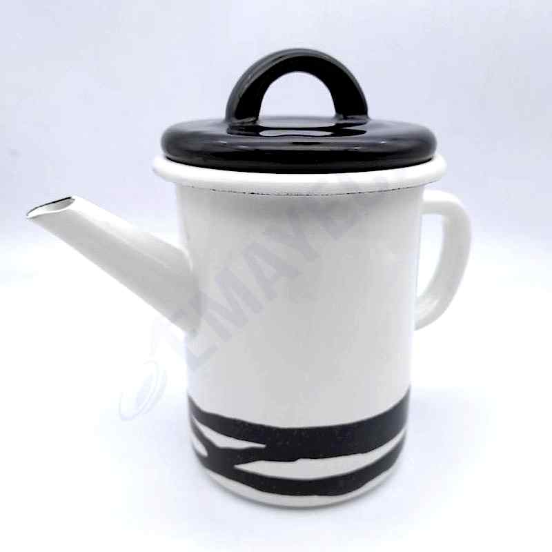 Emaye Silindir Demlik 850 ml Beyaz