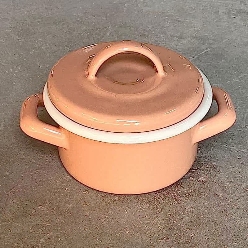 Emaye Mini Tencere Gul Kurusu 12 cm