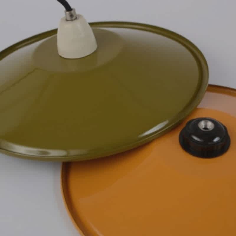 Vintage esintili zeytin yeşili 26 cm emaye avize, mutfak veya salon dekorasyonu için